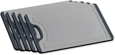 Image de Kesper – Lot de 5 planches à découper, matériau : plastique (PP/TPE), dimensions : 36,5 x 24,5 x 0,85 cm, couleur : gris/noir – 30884