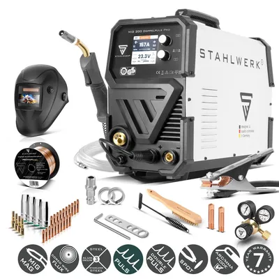 Obrázek produktu pro STAHLWERK Svářečka MIG/MAG 200 double pulse Pro - Plně vybavená - Plně synergická s 200 A, funkcí MMA, pulzní a dvojitou pulzní funkcí