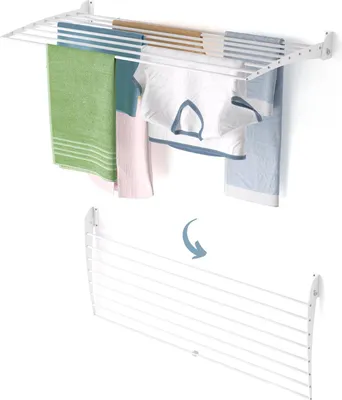 Produktbild von Wäscheständer an der Wand montierbar, zusammenklappbarer Trockner – Foxydry Fold Down 116 cm weiß