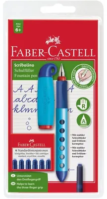 Produktbild von Schreiblernfüller für Rechtshänder Feder A inkl. Patronen auf Blisterkarte sortiert Packung mit 5 Stück