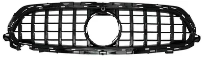 Image de Calandre pour Mercedes Classe E restylée (W213, S213, C238, A238) Ligne Sport, modèle 2020 et suivants, design GT-R Panamericana, couleur noire.