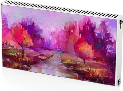 Produktbild von Herbstfluss – Magnetische Heizkörperabdeckung – 110x60 cm – Magnet Heizkörperabdeckung – 3D Würfel – Heizkörperverkleidung – Magnetische Wandverkleidung – Wetterfest