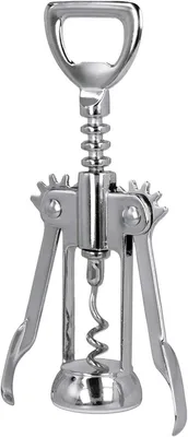 Verchromter Hebel-Korkenzieher mit Korkenheber - Edelstahl-Design, 17 cm
