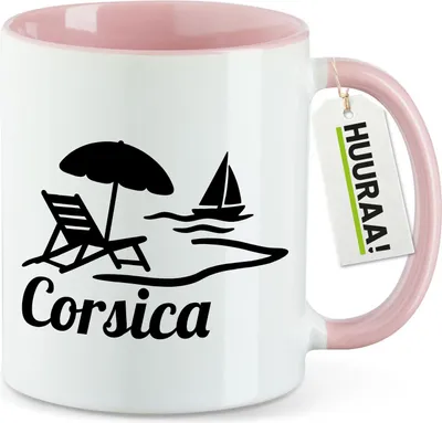 Produktbild von Huuraa Kaffeetasse Corsica Frankreich 330ml Rosa Keramik Kaffeebecher Geschenkidee