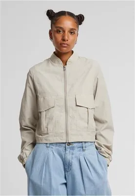 Obrázok produktu pre Urban Classics Dámska krátka bunda z krčeného nylonu stonegrey - S