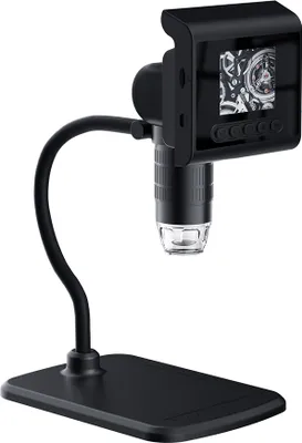Obrázek produktu pro digitální mikroskop s vysokým rozlišením 1080P, 2,4palcovým barevným LCD displejem, plynulým zoomem 1-1000x, otočnou obrazovkou o 180 stupňů, 8 nastavitelnými LED světly, paměťovou kartou TF, vhodný pro výzkum, identifikaci, kontrolu, výuku atd.
