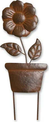 Produktbild von Gartenstecker Metall Blume Blüte Topf Beet Stecker Rosenkugel Garten Deko Figur