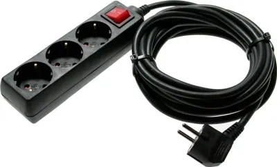 Produktbild von as-Schwabe 3-fach Steckdosenleiste Schalter 230V 16A 5m Mehrfachsteckdose IP20