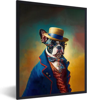 Produktbild von MuchoWow® Gerahmtes Poster Hund - Kleidung - Accessoires - Farbe - Porträt 60x80 cm - Poster mit Schwarzem Bilderrahmen Wandposter Rahmen Foto Bilder - Premium - Wanddeko Wohnzimmer