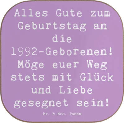 Produktbild von Mr. & Mrs. Panda Untersetzer für Gläser Spruch 1992 Geburtstag - Lavendeltraum - Geschenk, geboren, Geschenkideen, weinglasuntersetzer, Jubiläum, Glückwünsche, Coaster