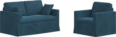 Image de Ensemble de canapés vidaXL, 2 pièces, bleu, en velours