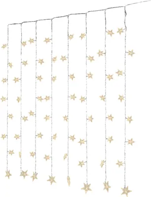LED Lichtervorhang STERNE - 64 warmweiße LED - L: 1,2m - H: 1m - Trafo - für Innen - transparent
