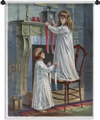 Produktbild von MuchoWow® Wandteppich Wandbehang Weihnachten - Winter - Vintage 150x200 cm Tapisserie Dekoration Wandtuch - Wandaufhängung - Moderner