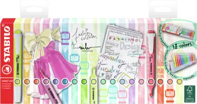 Obrázok produktu pre STABILO swing cool Deskset, Modrá, Zelená, Oranžová, Pastel, Ružová, Červená, Žltá, Viacfarebný, 1 mm, 4 mm, atrament s vodným základom, 145 mm