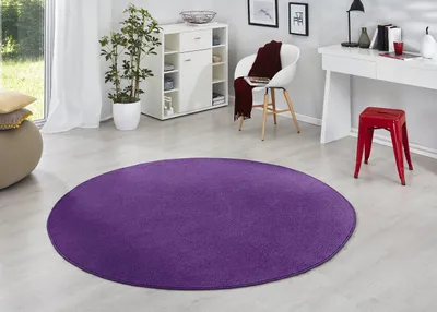 Runder Velours-Teppich, einfarbig, lila, Ø 133 cm