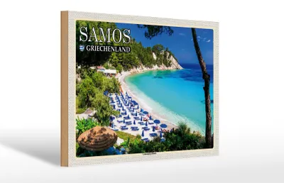 Produktbild von Holzschild Reise 30x20cm Samos Griechenland Lemonakia Beach Strand