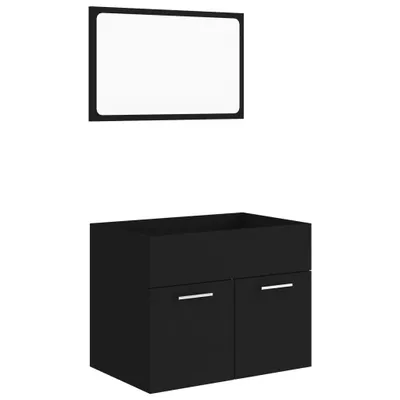 Produktbild von 2-tlg. Badmöbel-Set Schwarz Holzwerkstoff