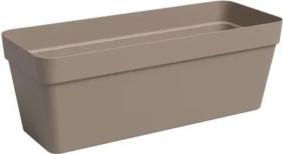 A taupe rectangular planter box.
