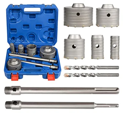 Produktbild von 9-teiliges SDS Plus & SDS Max Bohrkronen Set Beton Ø30-100mm inkl. 300mm Schaft
