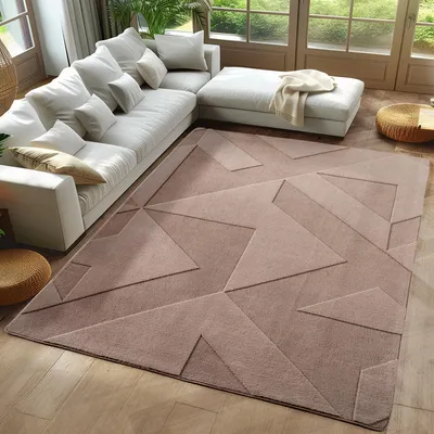Produktbild von Carpetsale24 Boho Teppich Skandinavischer Kurzflor mit 3D Effekt, Waschbar Teppich für Wohnzimmer, Grösse: 160x230 cm