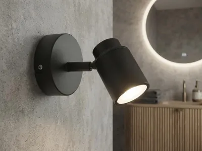 Produktbild von Badezimmer Wandstrahler Schwarz 1-flammig, Wand Badlampe IP44 inkl. GU10 LED