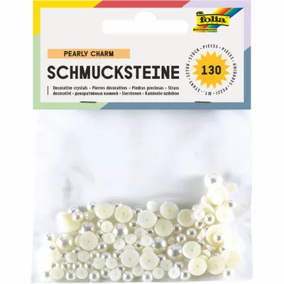 Produktbild von folia Schmucksteine "Pearly Charm" rund perlmutt 130 Halbperlen