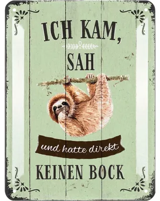 Produktbild von LANOLU Retro Blechschild Faultier, lustige Sprüche Schild Freundschaft, Shabby Chic Deko, Geschenke für beste Freunde, Metallschild 15x20cm