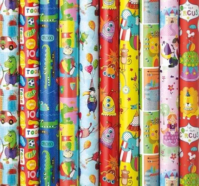 Productafbeelding van Präsenta Assortiment luxe cadeaupapier inpakpapier voor kinderen 6 - 200 x 70 cm - 6 rollen