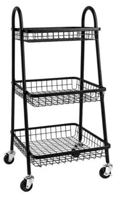 Obrázek produktu pro Verk 27489 Třípatrový kovový regál na kolečkách 78 x 40 x 32 cm, černý