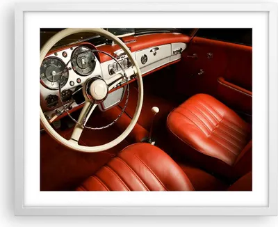 Produktbild von Gerahmtes Poster - Weißer Rahmen - Auto Innenraum Klassisch - 50x40 cm - Wand Bild - Wanddeko - Wandbilder - Kunstposter - Wandposter - Bilderrahmen - Bilder - Kunstdruck - Wandbild - P2WAA50x40-0149