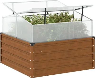 Image de Maison Exclusive - Plate-bande surélevée avec serre intégrée, en acier corten