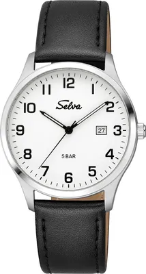 Produktbild von SELVA Herren-Armbanduhr, Quarz, Edelstahl, Leder, Dornschließe, 5 bar