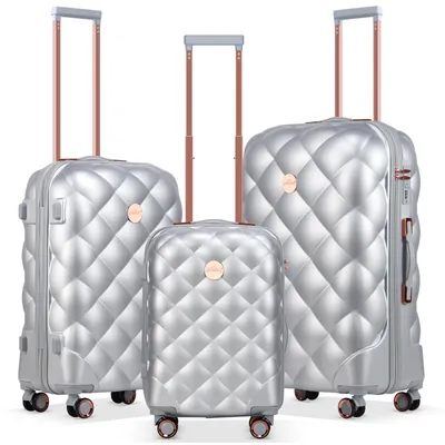 Produktbild von HOMELUX Reisekoffer Set 3 tlg. Silber Koffer Hartschale Trolley Kofferset Tasche M-L-XL