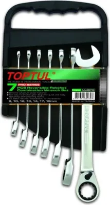 Produktbild von TOPTUL Ratschen-Ringgabelschlüsselsatz GAAM0709 Chrom-Vanadium-Stahl 965g