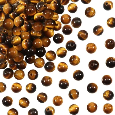 100 Stück 6 mm Tigerauge Edelsteinkugeln, runde lose Perlen mit Loch
