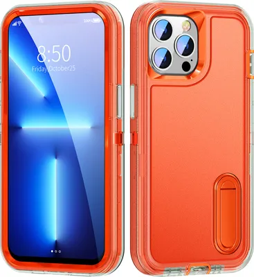 Produktbild von Hülle für iPhone 13 Pro Hybrid Dreilagige Robust Stoßfest Schwerlast Schutzhülle mit Ständer Orange