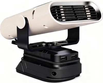 Produktbild von Kleine Raumheizung, batteriebetrieben, um 360 Grad drehbar, 160° neigbar, 2-Gang-Auto-Defroster-Defogger