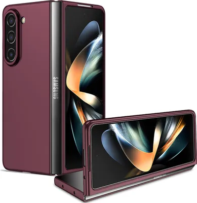 Image de Etui pour Samsung Galaxy Z Fold 5, étui fin et rigide en PC résistant aux rayures Bordeaux