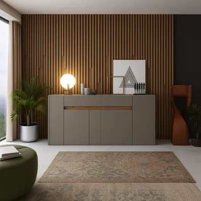 Immagine prodotto di Cirimido - Credenza, 170x40x85h cm Grigio Tortora, 3 Ripiani