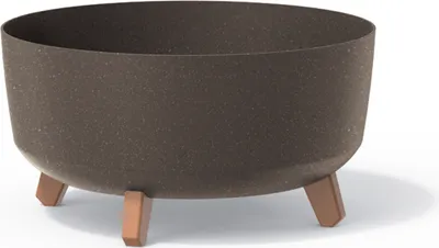 Produktbild von Low Eco Wood Blumentopf mit abnehmbaren Beinen inkl. Einsatz für Innen- und Außenbereich Pflanzgefäß Rund Kunststoff UV-beständig 380mm, ECO Kaffee