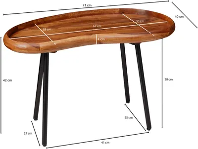 Zdjęcie produktu dla Stolik kawowy WL5.670 71x42x40 cm Stolik do sofy z litego drewna sheesham