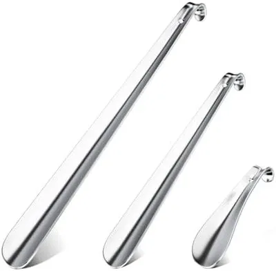 Produktbild von 3 Stück Schuhlöffel Metall Lang, 41cm & 29cm & 15cm Schuhanzieher aus Metall Stabile Ausführung für Reisen