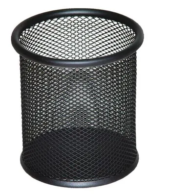 Image de D.RECT Pot à crayons en métal | Porte-stylo rond en fil métallique | Mesh Pot multifonctions pour stylo à bille Ø91 mm Noir