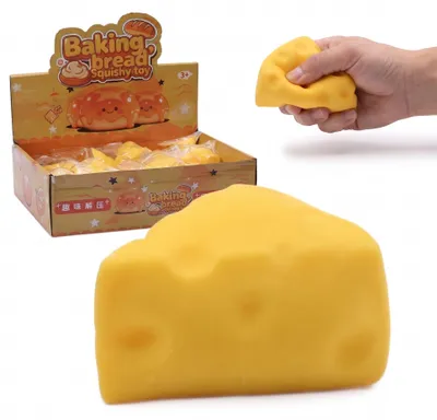 Produktbild von Käse Squishy Antistress-Spielzeug - Gummi Fidget Toy für Stressabbau und Sensorik