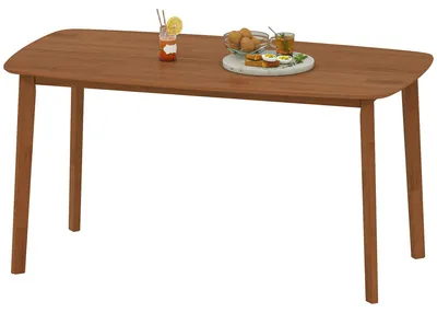 Image de Table à manger HOMCOM 150 x 80 cm, table de cuisine pour 6 personnes, style rustique, marron clair