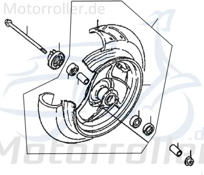 Produktbild von Vorderrad komplett 120/90-10 Zoll silber Rad 77416