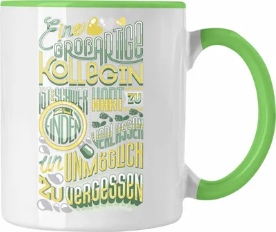 Produktbild von Trendation - Kollegin Abschied Tasse Geschenk Abschiedsgeschenk Neuer Job Jobwechsel Spruch (Grün)