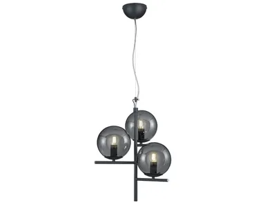 Immagine prodotto di lampada a sospensione a 3 luci con paralume antracite in vetro fumé per lampade sopra il tavolo da pranzo