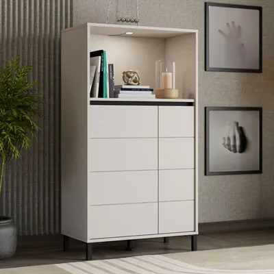 Immagine prodotto di Cosoleto - Credenza, 74x40x135h cm Bianco Crema, 2 Ripiani
