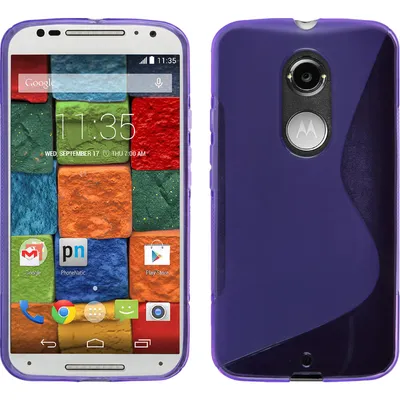 Produktbild von PhoneNatic Case kompatibel mit Motorola Moto X 2014 2. Gen. - lila Silikon Hülle S-Style + 2 Schutzfolien